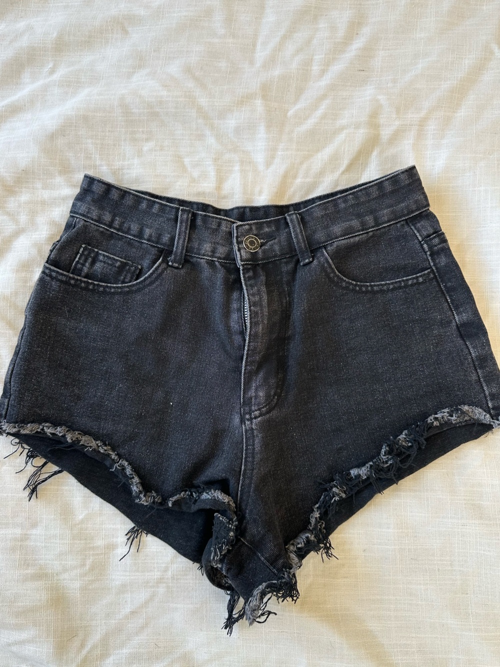 SHEIN Black High-Waist Cheeky Denim Shorts